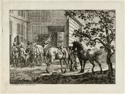 Een paardenwissel bij een herberg. NL-HlmNHA 1477 53012161