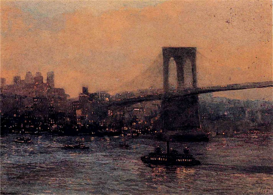 Edward Willis Redfield - Brooklyn Bridge at Night