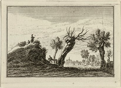 Duinlandschap met een pad en bomen. NL-HlmNHA 1477 53011956