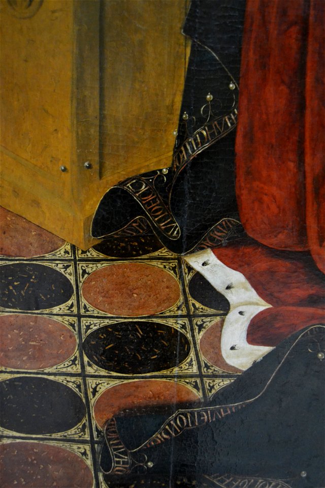 Detall del pis, Anunciació de Jacomart, museu de Belles Arts de València