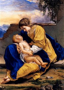Orazio Gentileschi - Madonna and Child in a Landscape. Free illustration for personal and commercial use.
