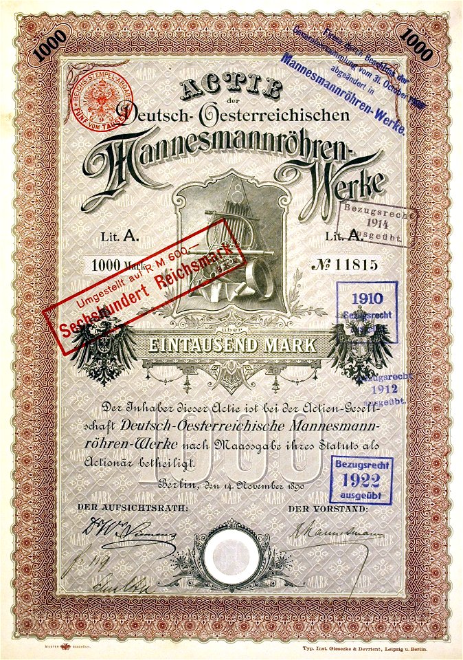 Deutsch-Oesterreichische Mannesmannröhren-Werke 1890 Reinhard