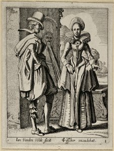 Elegant gekleed paar 1, volgens de Nederlandse mode uit ca. 1620. NL-HlmNHA 53012571