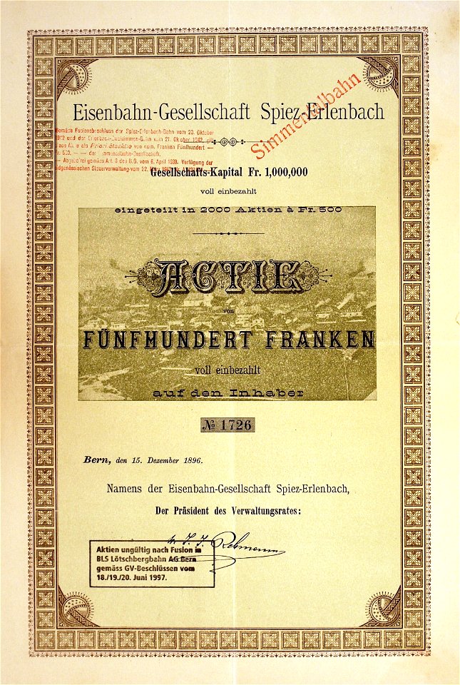 Eisenbahn-Gesellschaft Spiez-Erlenbach 1896