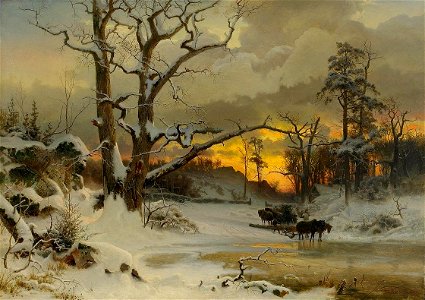 Gustaf Rydberg-Vinterlandskap med hästfora