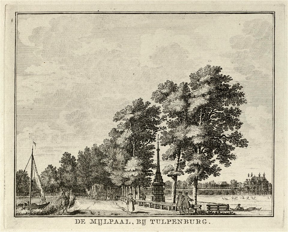 Gezicht op de grenspaal bij de buitenplaats Tulpenburg aan de Amstel. NL-HlmNHA 1477 53011910