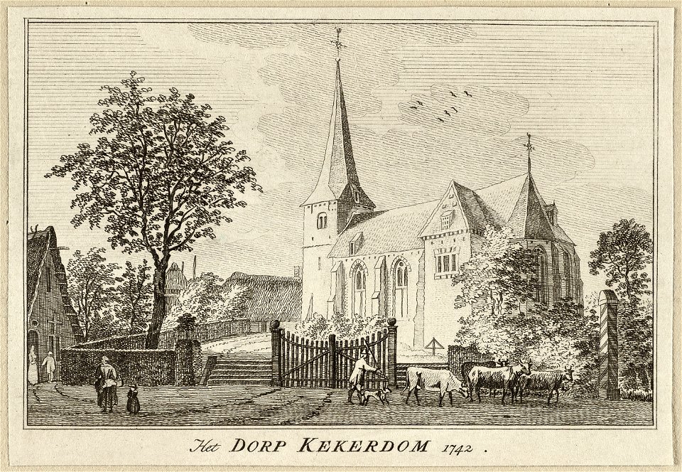 Gezicht in het dorp Kekerdom met de kerk. NL-HlmNHA 1477 53009635