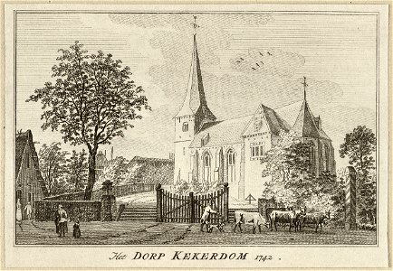 Gezicht in het dorp Kekerdom met de kerk. NL-HlmNHA 1477 53009635