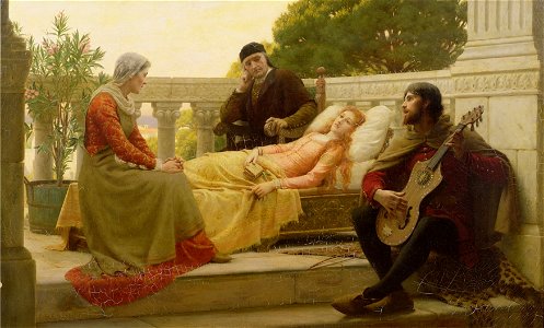 Edmund Blair Leighton - How Liza Loved the King. Free illustration for personal and commercial use.