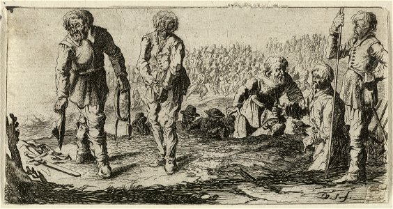 Een misdadiger wordt naar zijn executie geleid.br Tweede prent uit een serie van vier prenten met genre voorstellingen. NL-HlmNHA 1477 53011625