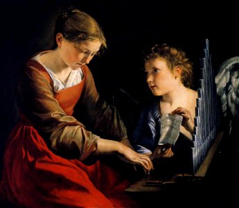 Orazio Gentileschi - Saint Cecilia with an Angel. Free illustration for personal and commercial use.