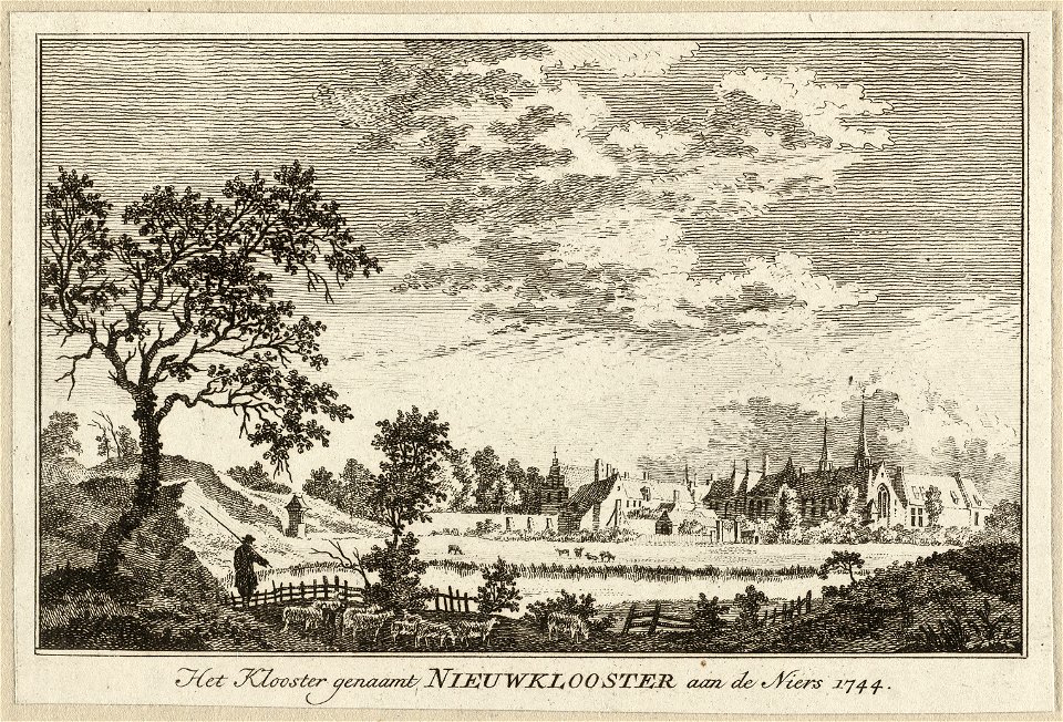 Gezicht op het klooster Nieuwklooster aan de Niers te Duitsland, 1744. NL-HlmNHA 1477 53009655