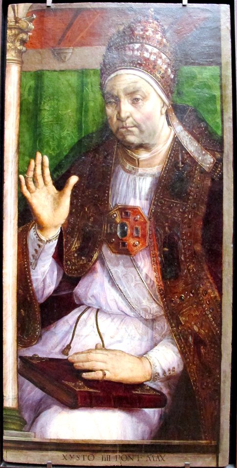 Giusto di gand e pedro berruguete, uomini illustri dallo studiolo di federico da montefeltro a urbino, 1473-76 ca., 01 sisto IV