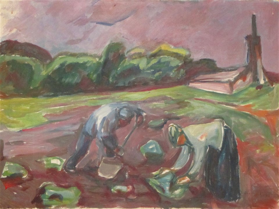 Edvard Munch - Markarbeid ved drivhuset, 1924