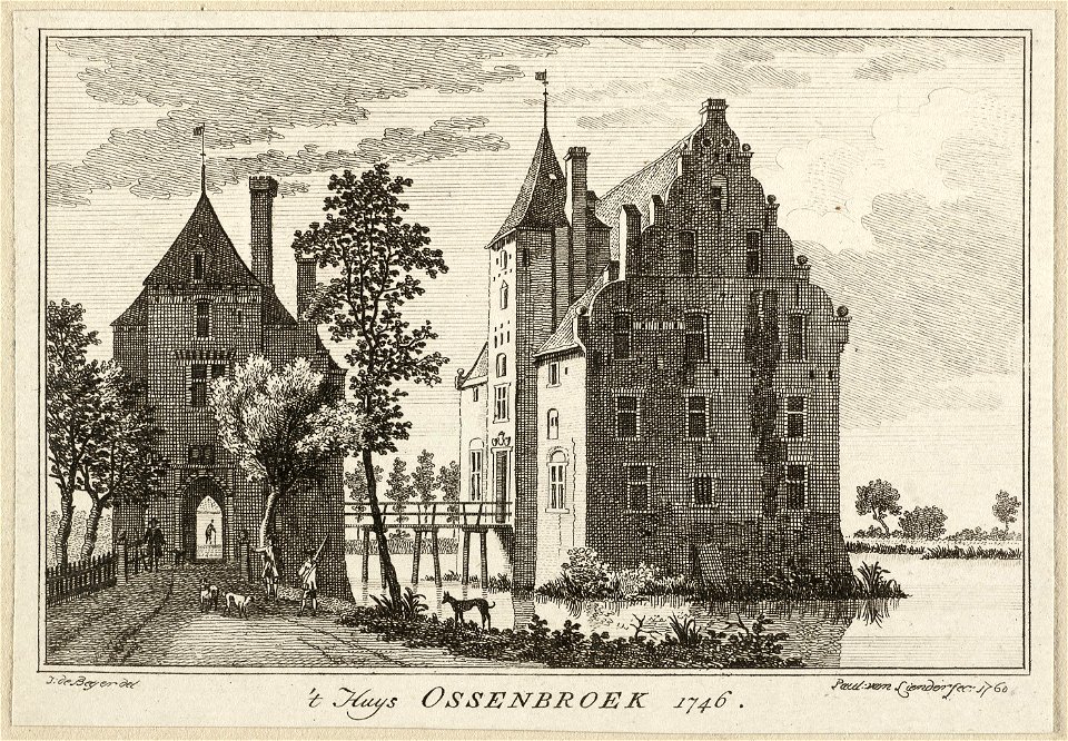 Gezicht op het kasteel Ossenbroek bij Kleef 't Huys Ossenbroek, 1746. NL-HlmNHA 1477 53009691