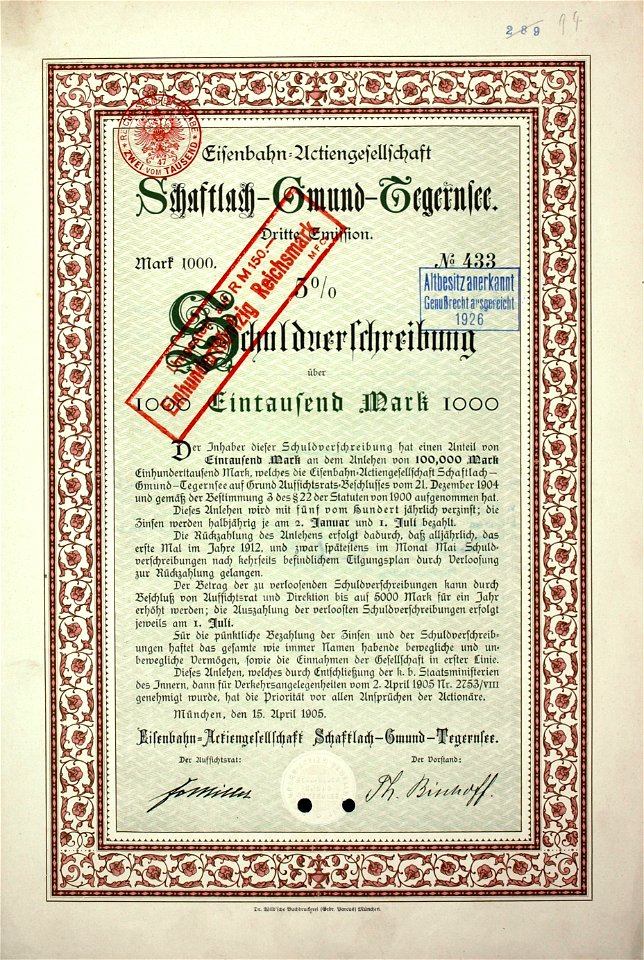Eisenbahn-AG Schaftlach-Gmund-Tegernsee 1905