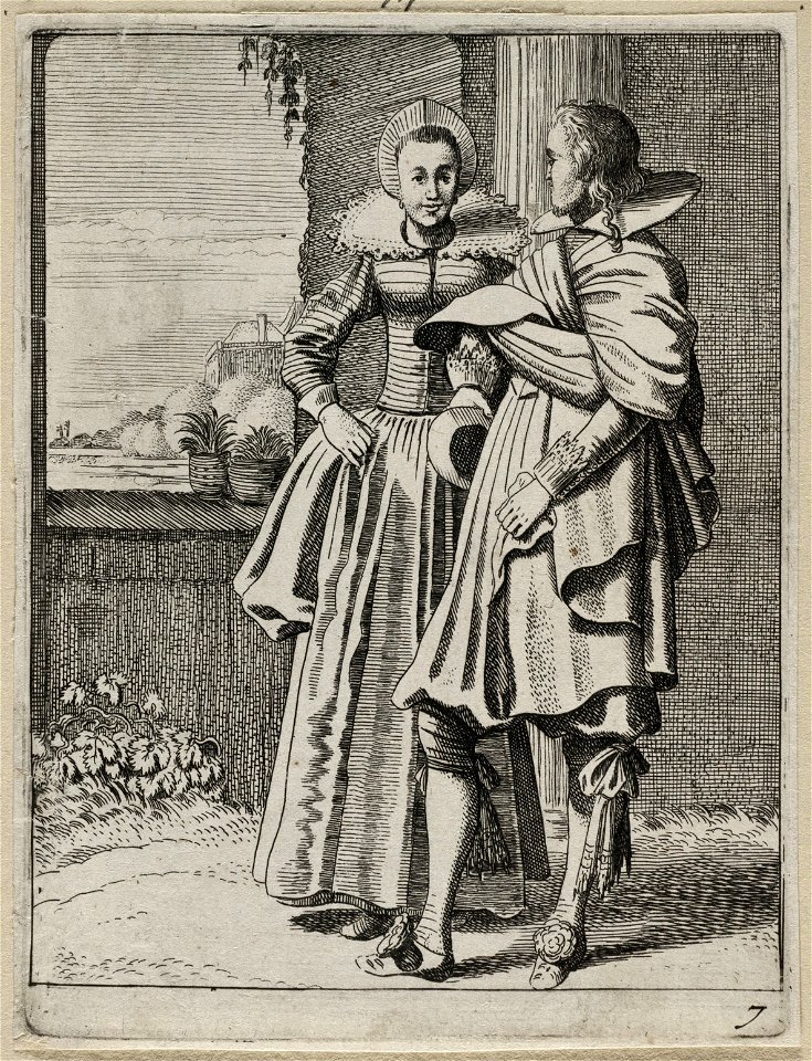 Elegant gekleed paar 7, volgens de Nederlandse mode uit ca. 1620. NL-HlmNHA 53012577