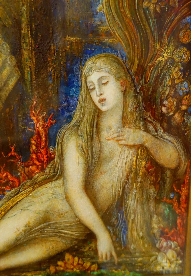 Galathea by Gustave Moreau, detail, 1896 AD, ink, tempera, gouache, and aquarelle on cardboard - Museo Nacional Centro de Arte Reina Sofía - DSC08719