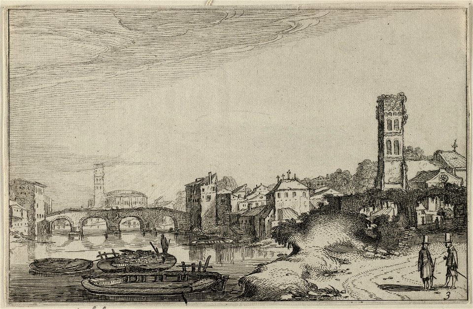 Gezicht op Rome met de Tiber en de Ponte Sisto. NL-HlmNHA 53012234