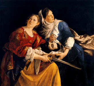 Orazio Gentileschi - Judith and Her Maidservant with the Head of Holofernes. Free illustration for personal and commercial use.
