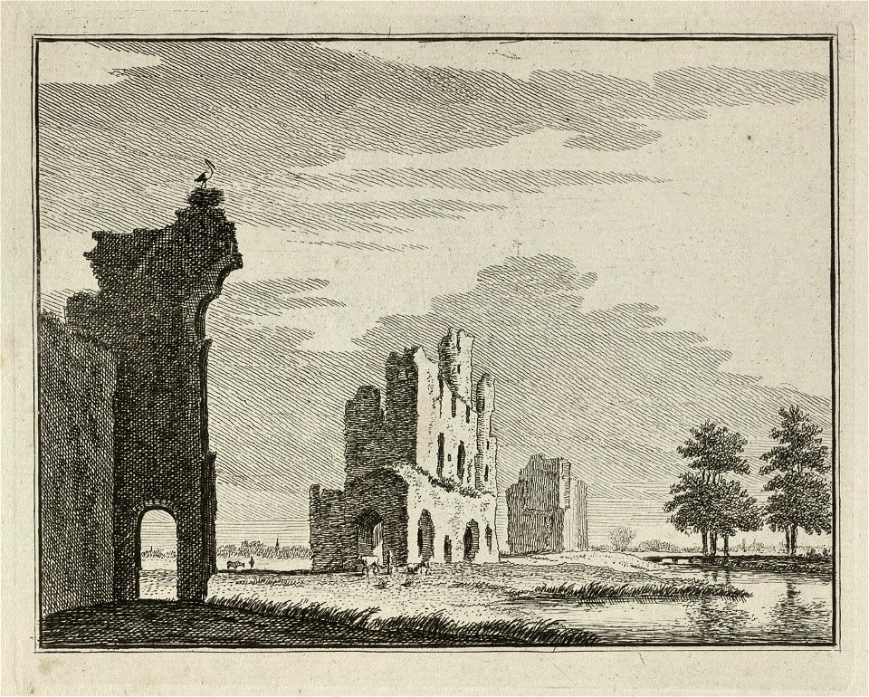 Gezicht op de ruïne van een kasteel. NL-HlmNHA 1477 53011946