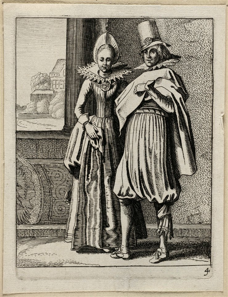 Elegant gekleed paar 4, volgens de Nederlandse mode uit ca. 1620. NL-HlmNHA 53012574