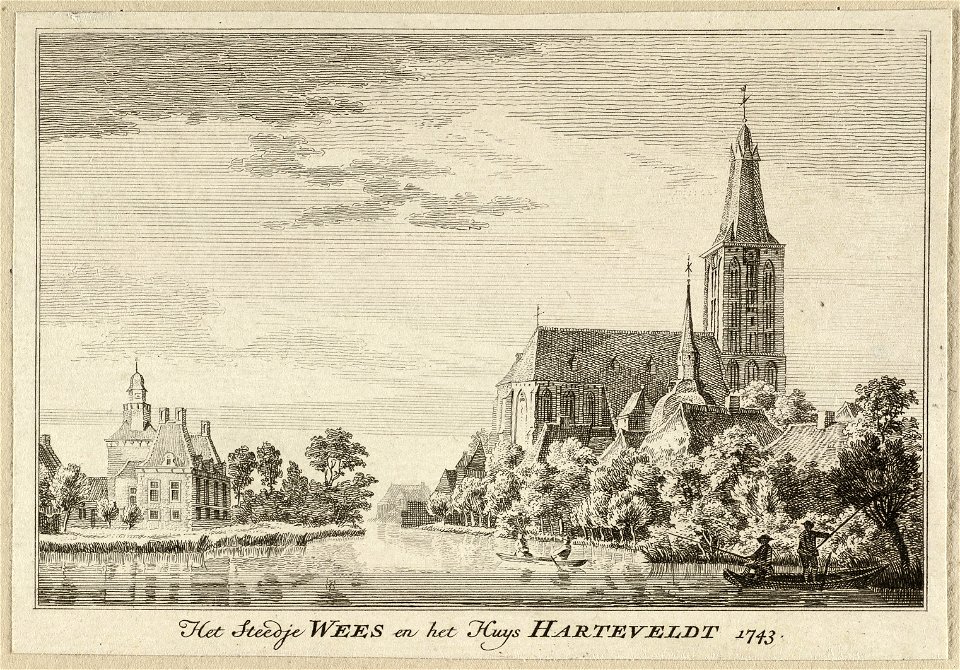 Gezicht op de stad Weeze Wees en het Huis Hartefeld Harteveldt, 1743. NL-HlmNHA 1477 53009628