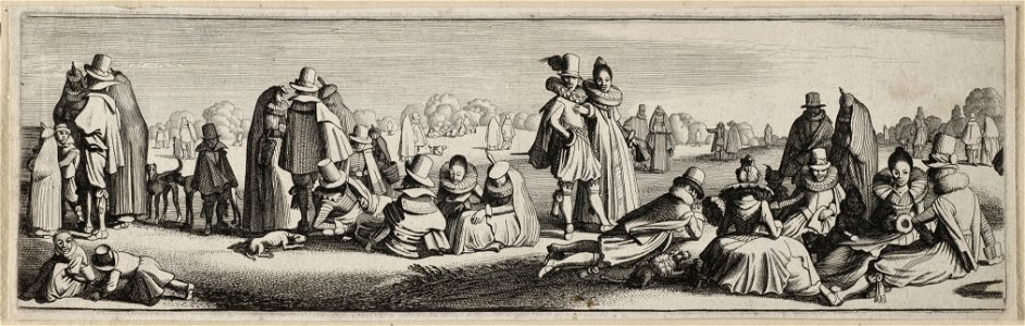 Elegant gekleed gezelschap in een landschap, NL-HlmNHA 53012559