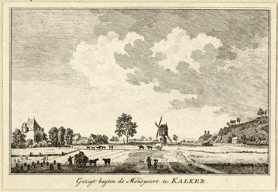 Gezicht op het platteland buiten de Montpoort van de Duitse stad Kalkar. NL-HlmNHA 1477 53009614