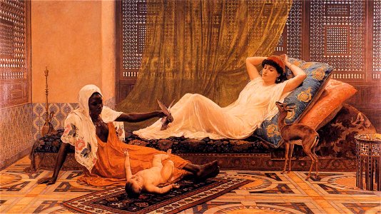Frederick Goodall - A New Light in the Harem. Free illustration for personal and commercial use.