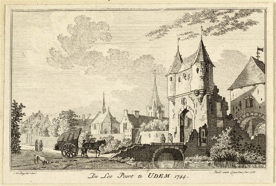 Gezicht op de Loopoort te Uedem Udem, 1744. NL-HlmNHA 1477 53009631