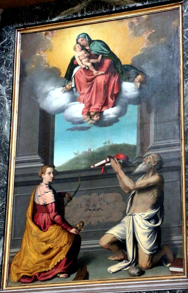 Giovan battista moroni, madonna e santi, 1576