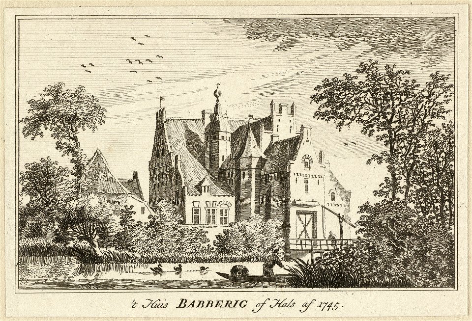Gezicht op Kasteel Babberich of Halsaf 't Huis Babberig of Hals af, 1745. NL-HlmNHA 1477 53009658