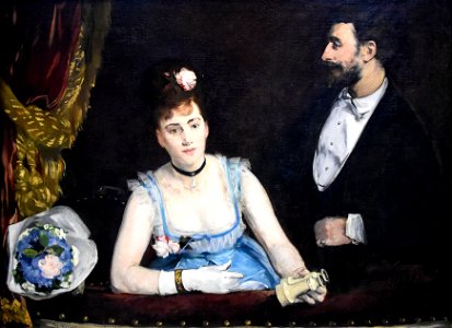 Eva Gonzalès (1849-1883) Een loge in het Théâtre des Italiens (1874) Musée d'Orsay 22-8-2017 17-29-43. Free illustration for personal and commercial use.