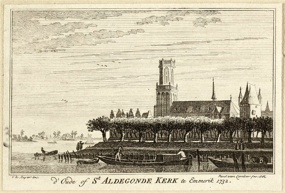 Gezicht op de Sint-Aldegondekerk te Emmerik,1732. NL-HlmNHA 1477 53009649