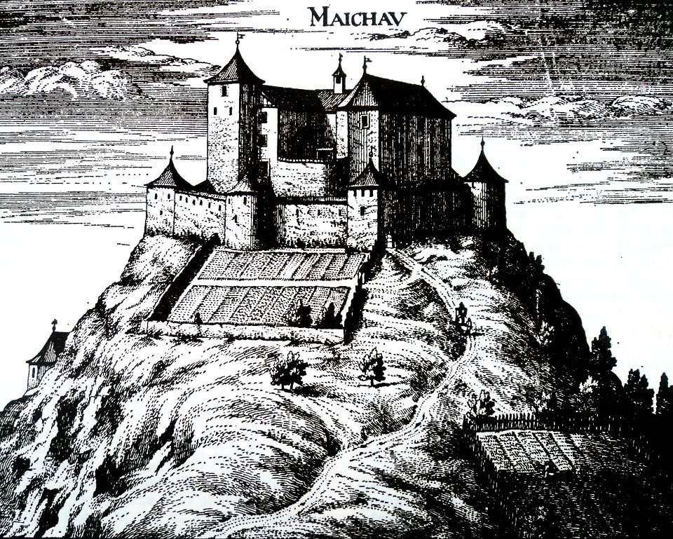 Grad Mehovo na Valvasorjevi upodobitvi leta 1679