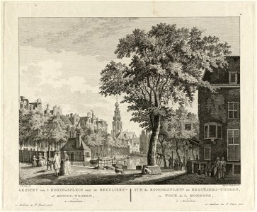 Gezicht op Munttoren te Amsterdam, gezien vanaf het Koningsplein. NL-HlmNHA 1477 53009582