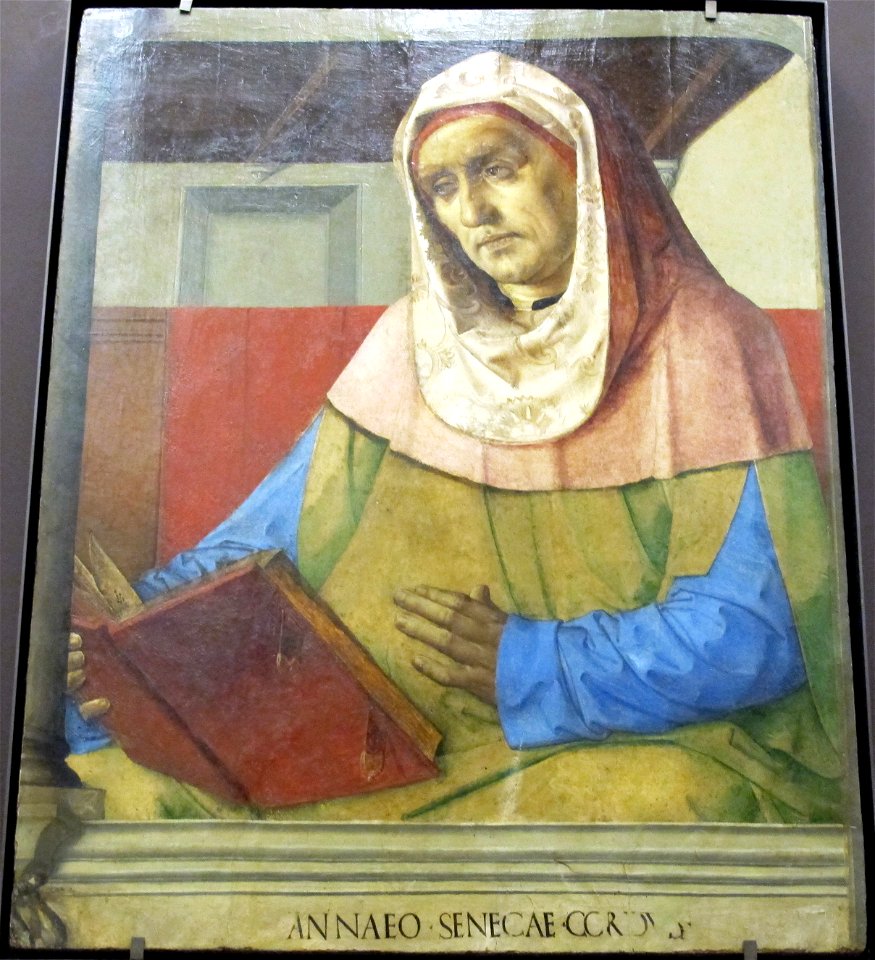 Giusto di gand e pedro berruguete, uomini illustri dallo studiolo di federico da montefeltro a urbino, 1473-76 ca., 06 seneca