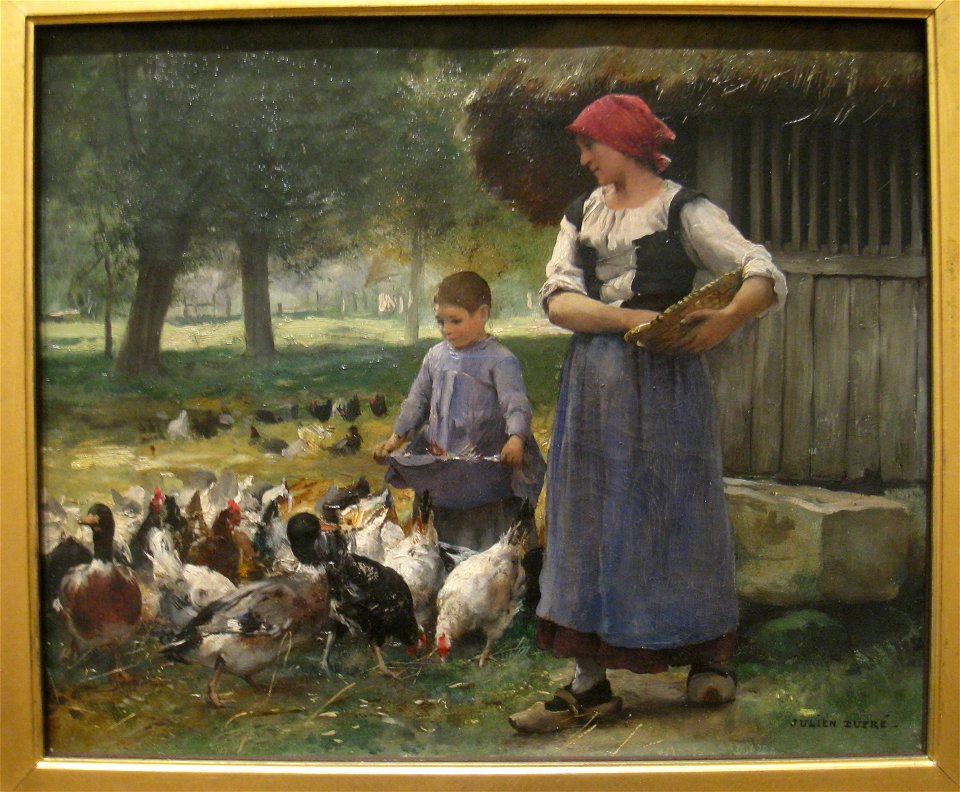 Farm Girl Feeding Chickens by Julien Dupre (1851-1910) - IMG 7225