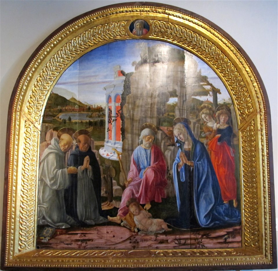 Francesco di giorgio e bottega, natività con santi e angeli
