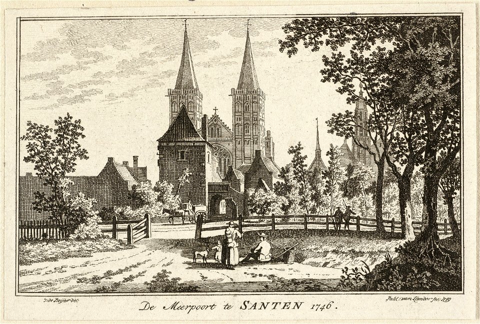 Gezicht op de Meerpoort te Xanten De Meerpoort te Santen, 1746. NL-HlmNHA 1477 53009687