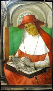 Giusto di gand e pedro berruguete, uomini illustri dallo studiolo di federico da montefeltro a urbino, 1473-76 ca., 12 san girolamo