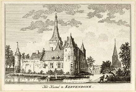 Gezicht op het kasteel te Kervendonk, Duitsland. 'Het Kasteel te Kervendonk. NL-HlmNHA 1477 53009678