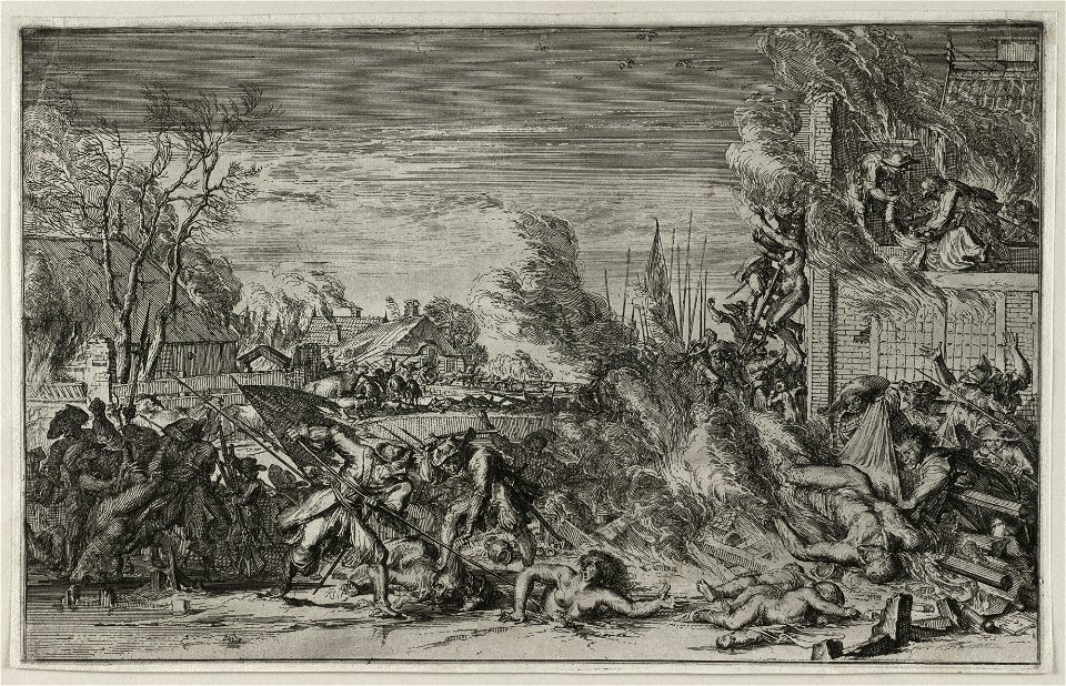 Franse wreedheden in een Hollands dorp tijdens de winter, 1672. NL-HlmNHA 53009030