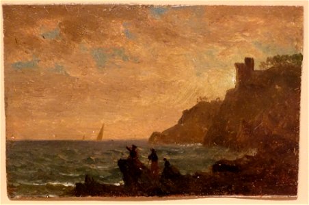 Figures along the Coast of Italy by Albert Bierstadt, c. 1859, oil on paperboard - New Britain Museum of American Art - DSC09296