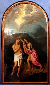 Giovan battista moroni, battesimo di cristo, da tempietto di s. croce a bg