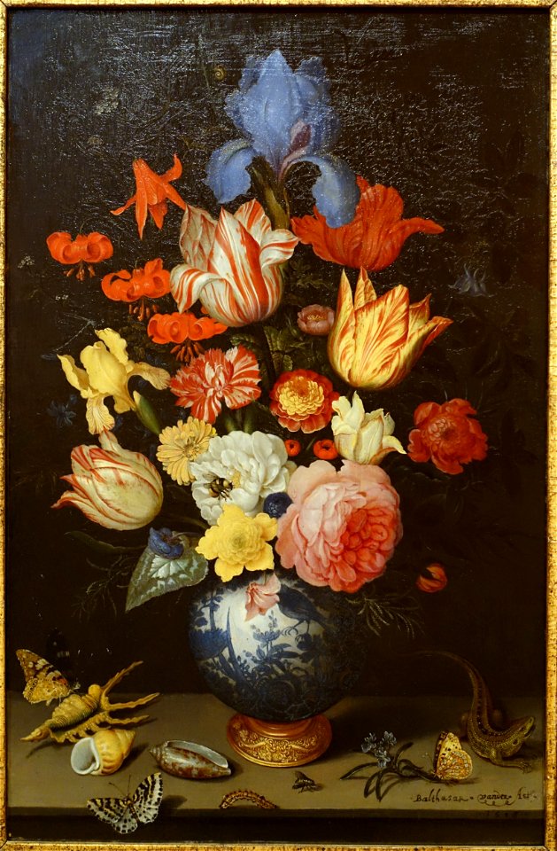 Flowers in a Chinese Vase by Balthasar van der Ast, 1628 AD, oil on wood - Museo Nacional Centro de Arte Reina Sofía - DSC08658