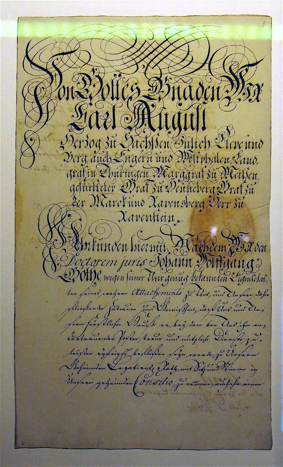 Goethe Ernennungsurkunde Geheimer Legationsrat@Weimar Goethe Nationalmuseum 01