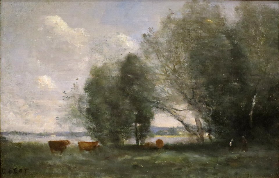 Grazing at the Water's Edge by Jean-Baptiste-Camille Corot, Dayton Art Institute