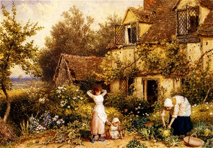 Myles Birket Foster - At the Cottage Door